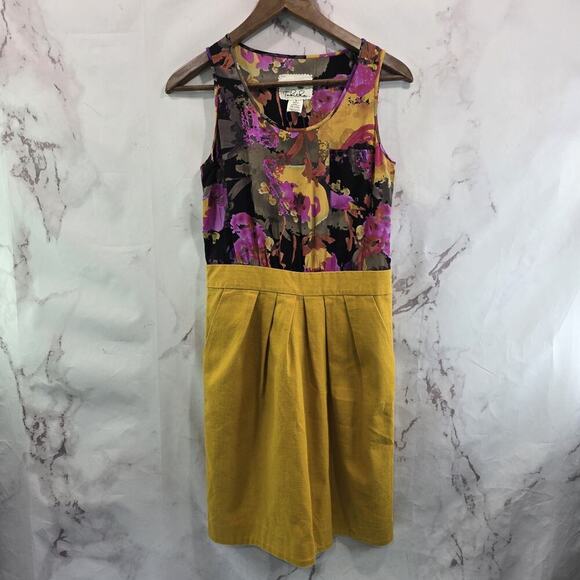 Tabitha Dress Womens 4 Small Purple Yellow Silk Pocket Floral Sheath Lila - Picture 1 of 11